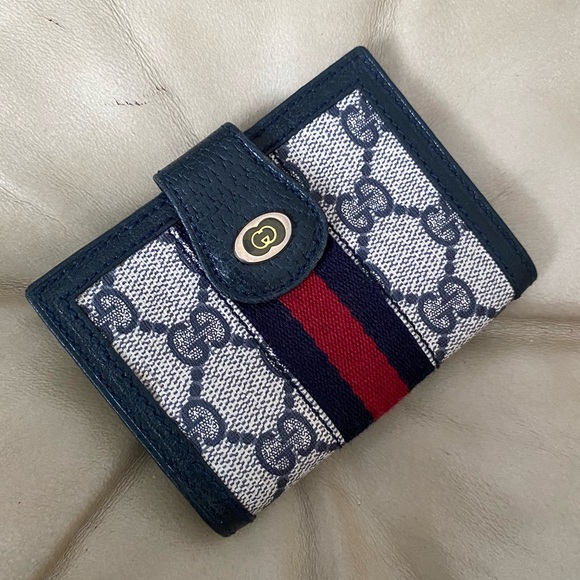Vintage Gucci COA Men's Credit Card Wallet GG Supreme Ophidia Sherry Web Stripe - Picture 1 of 11